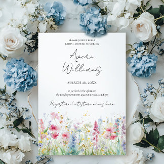 Garden Flower Watercolor Modern Boho Möhippa Inbjudningar