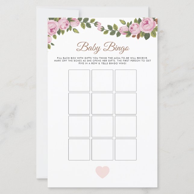 Garden Flowers Baby Bingo Baby Shower Game (Framsida)
