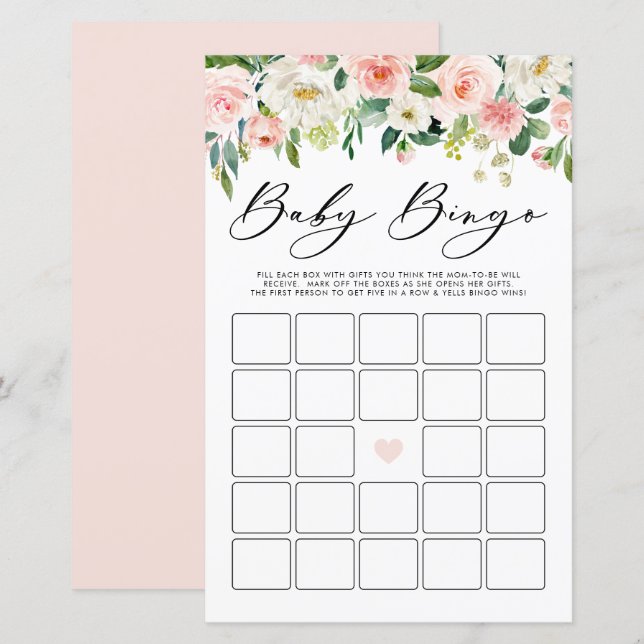 Garden Flowers Baby Bingo Baby Shower Game (Fram/baksida)