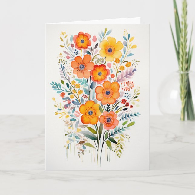 Garden Flowers Bloom Art Helgkort (Framsida)