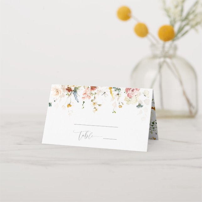 Garden Flowers Botanical Bridal Shower Place Card Placeringskort (Framsida)