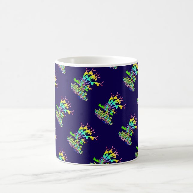 Garden Flowers Dk Blue Diagonal Kaffemugg (Center)
