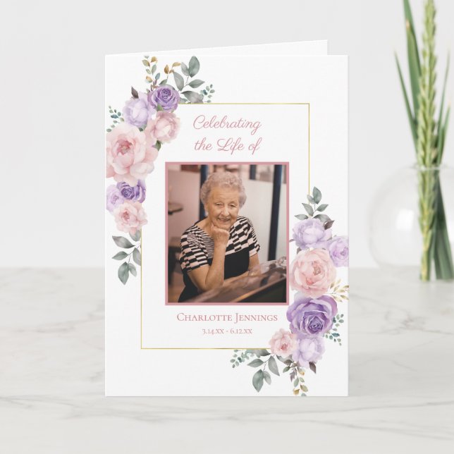 Garden Flowers Funeral Firande of Life Program (Framsida)