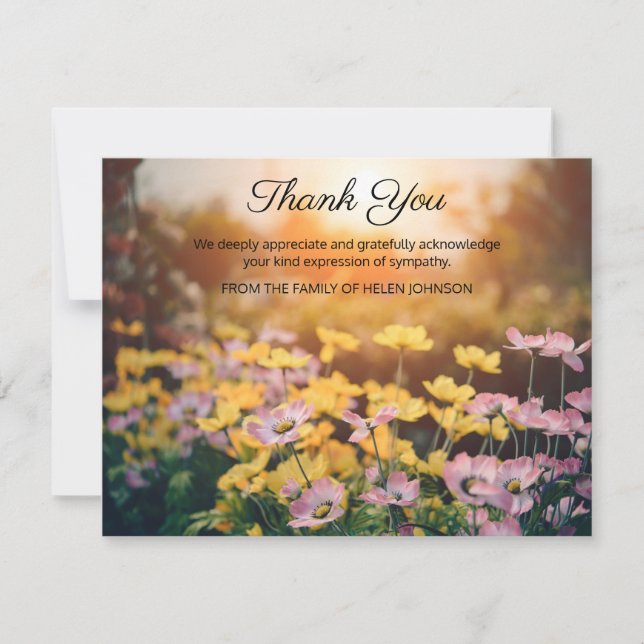 Garden Flowers Funeral Tackkort Card Tack Kort (Framsida)