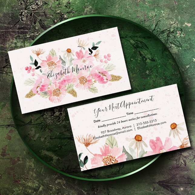 Garden Flowers Hair Stylist Salon Makeup Tidsbeställning Kort (Skapare uppladdad)
