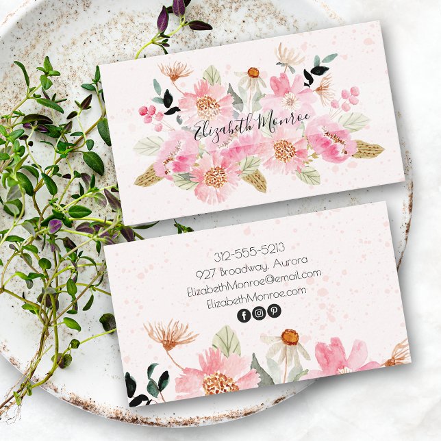 Garden Flowers Hair Stylist Salon Makeup Visitkort (Skapare uppladdad)