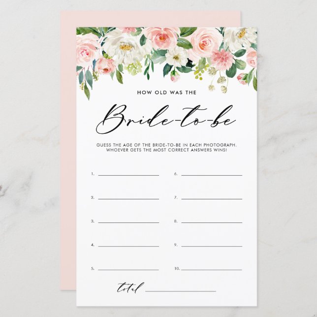 Garden Flowers hur gammalt var Bride Shower Game? (Fram/baksida)