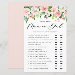Garden Flowers Mamma eller Pappa Baby Shower Game