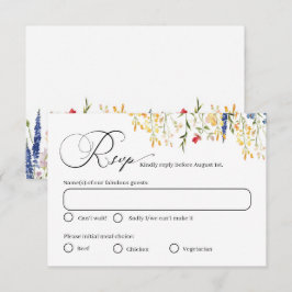 Garden Flowers Meal Choice Bröllop Responcard Card OSA Kort