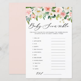Garden Flowers Ord Scramble Baby Shower Game