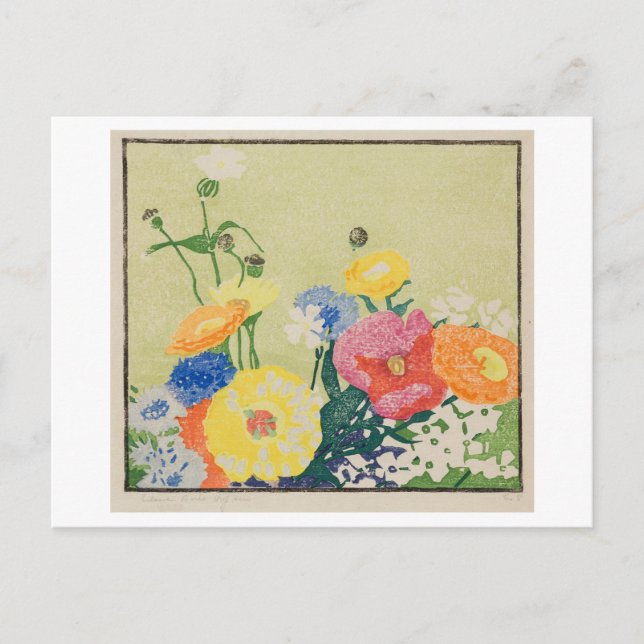 Garden Flowers Painting by Hopkins Postcard Vykort (Framsida)