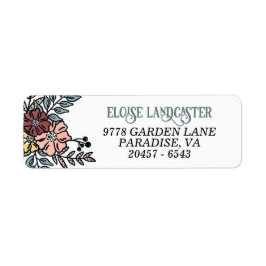 Garden Flowers Retur Adressetikett Returadress Etikett