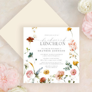 Garden Flowers Watercolor Bridesmaids Luncheon Inbjudningar