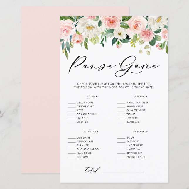 Garden Flowers What's in your Purse Shower Game (Fram/baksida)