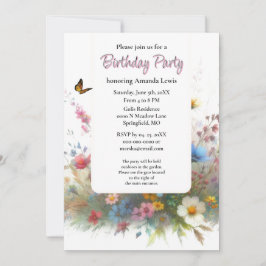 Garden Födelsedagsfest Wildblommor Blommigt Inbjudningar