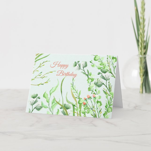 Garden Foliage Birthday Card Kort (Framsida)