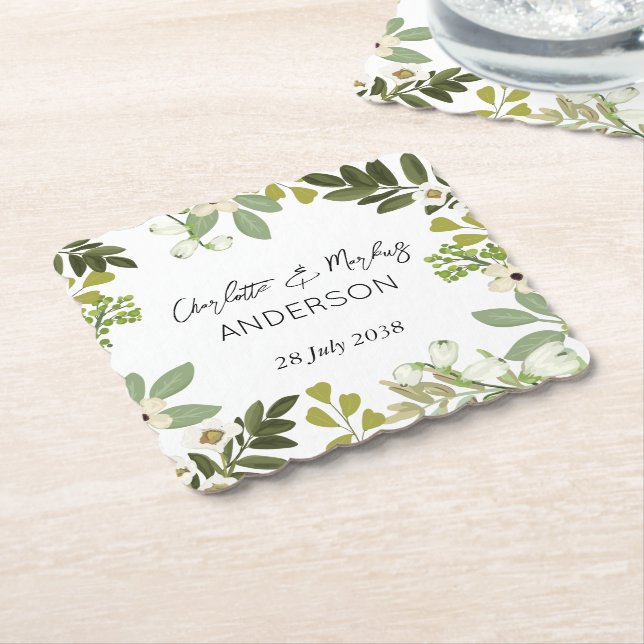 Garden Foliage Greenery Wandey Bröllopsfest Papper Underlägg Papper (Vinklad)