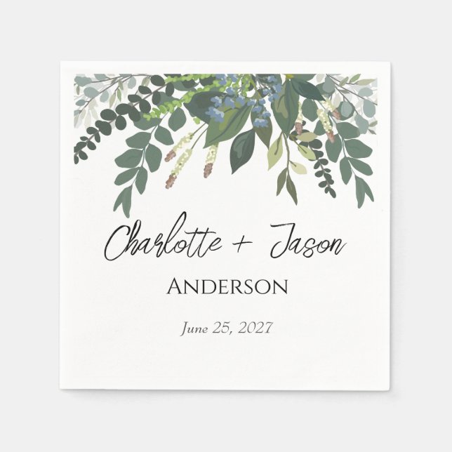 Garden Foliage Nature Greenery Bröllop Pappersservett (Framsidan)