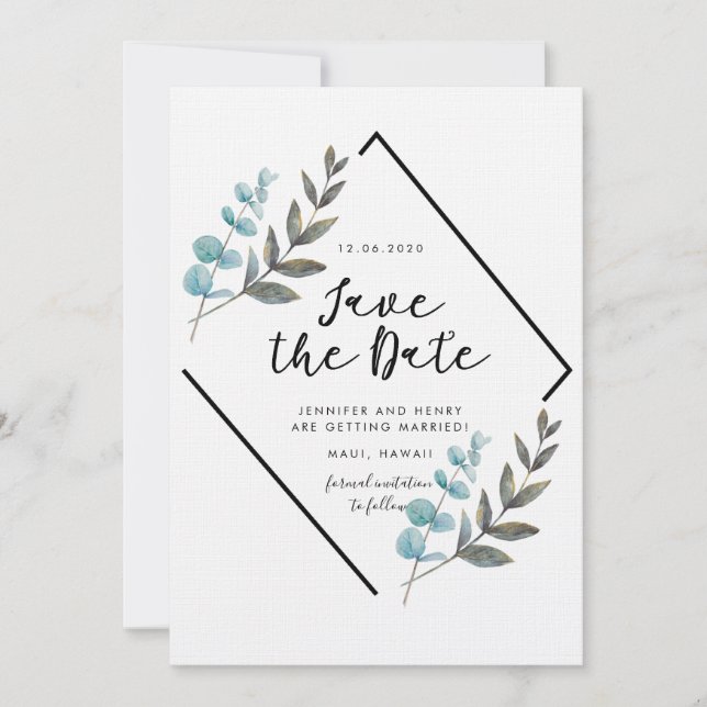 Garden Foliage Save Date Card Inbjudningar (Framsida)