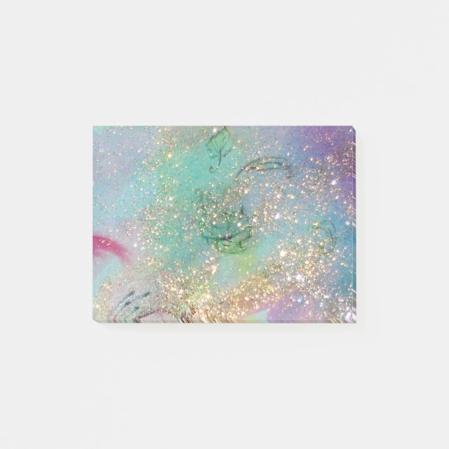 GARDEN FÖR BORTTAPPADEN SHADOWS BLUE GULD SPARKLES POST-IT BLOCK (Framsida)