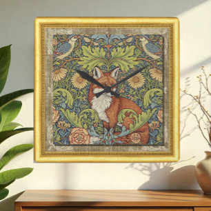 Garden Fox, Art Nuovo W. Morris, Framed Clock Fyrkantig Klocka