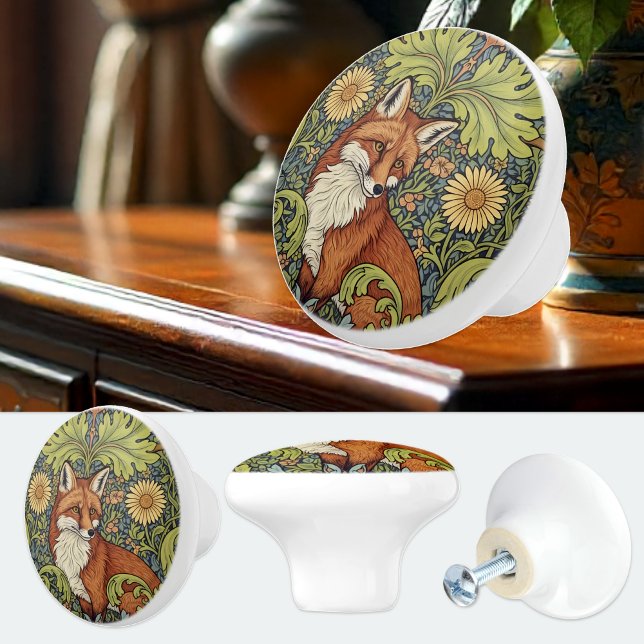 Garden Fox William Morris Blommigt Art nouveau Knopp (Vintage Garden Fox Knob / William Morris)