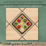 Garden Fresh Culinary Bloom Kitchen Ceramic Tile Kakelplatta<br><div class="desc">Bjud in ditt kök med den levande trädgårdens levande väsen. Den här grönsaksmatade keramiska plattan, som är en del av vår trädgårdssamling i Garden Fresh Kitchen, visar färskvarnas skönhet och skapar att köket känns som en riktig upplevelse från gård till bord. Dess trevliga mönster och lugnande färg skapar en harmonisk...</div>