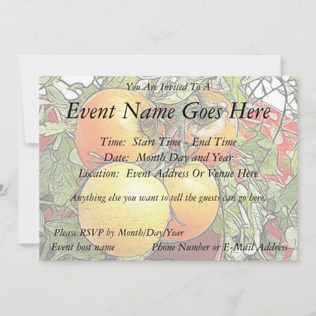 Garden Fresh Heirloom Tomates Inbjudningar (Framsida)