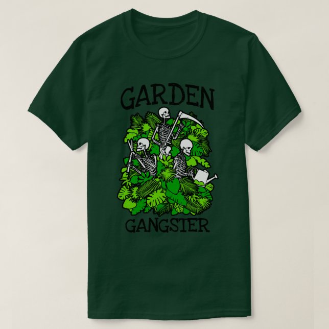 Garden Gangster Funny  Skeleton Goth Gard T Shirt (Design framsida)
