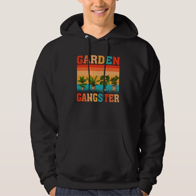 Garden Gangster Planter Gardening Gardener Hoodie (Framsida)