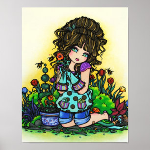 Garden Girl Bumblebee Tulip Art av Hannah Lynn Poster