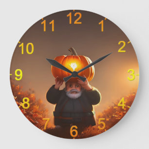 Garden Gnome bär en pumpa, väggklocka