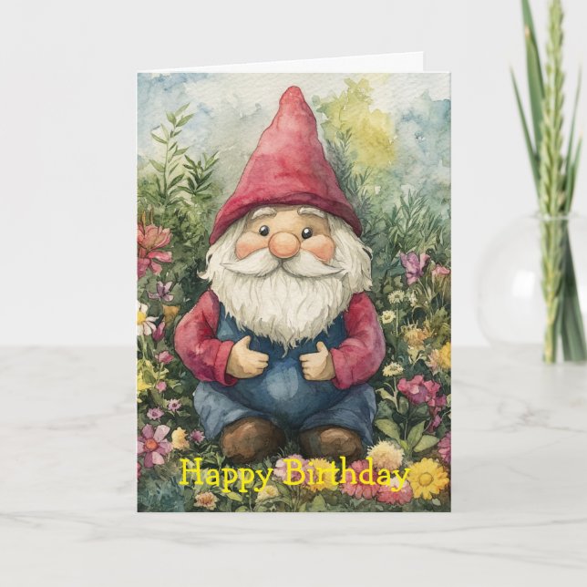 Garden Gnome Birthday Kort (Framsida)