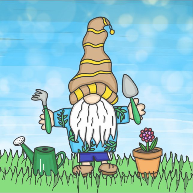 Garden Gnome Cute Hand plockade Klistermärken (Framsida)
