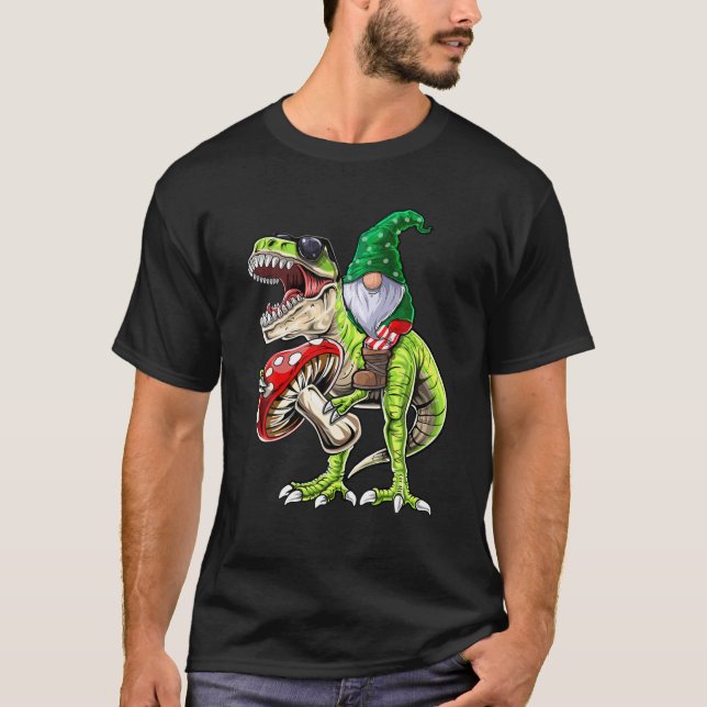 Garden Gnome Hat T Rex Dinosaur Funny  Wo Shirt (Framsida)