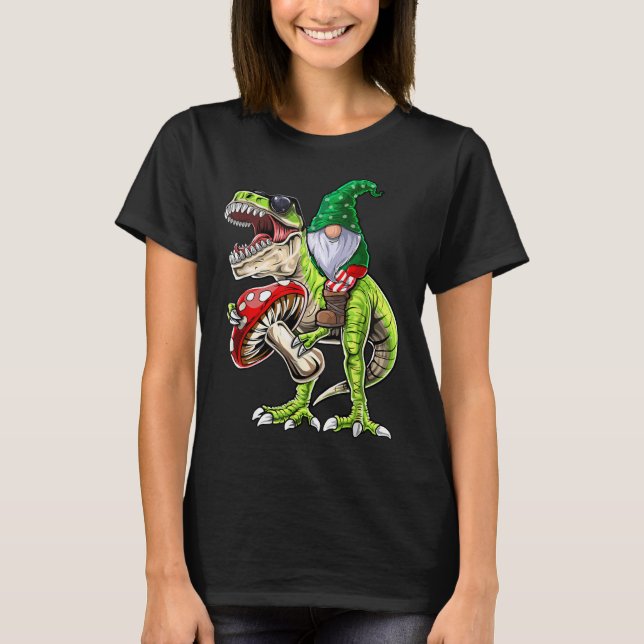 Garden Gnome Hat T Rex Dinosaur Funny  Wo Shirt (Framsida)
