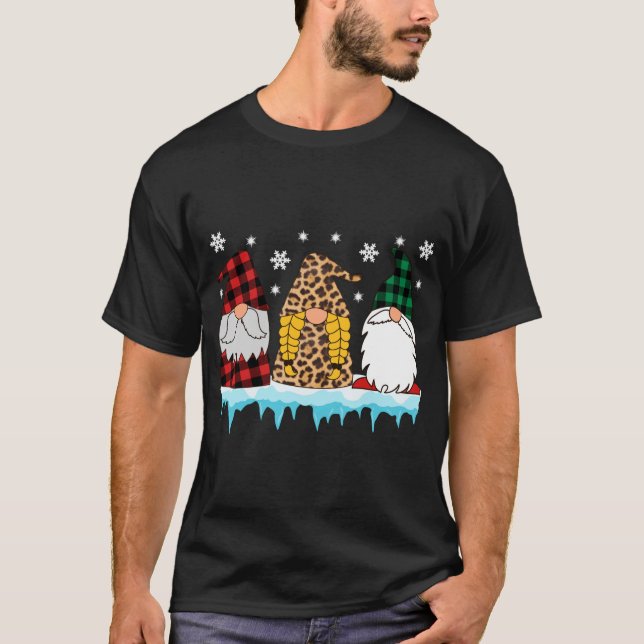 Garden Gnome jul Leopard Play Matching Fami T Shirt (Framsida)