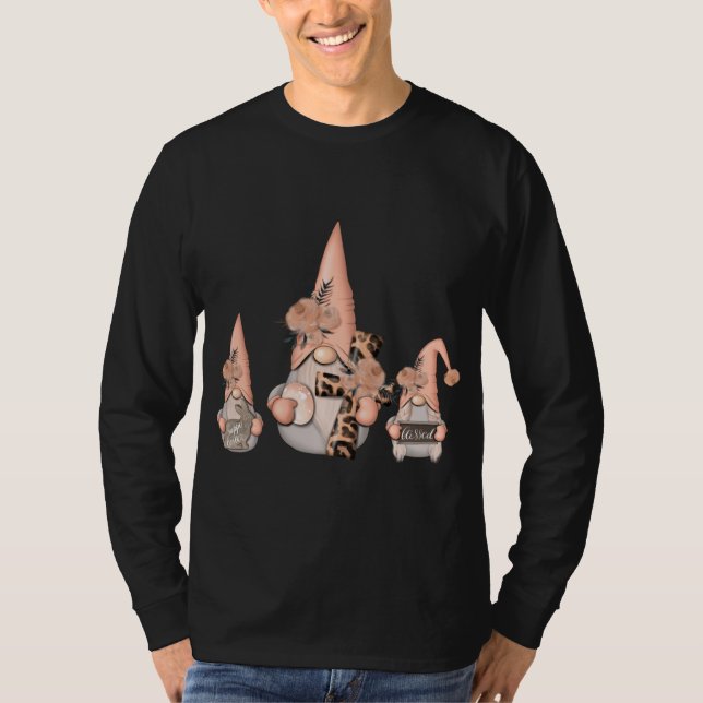 Garden Gnomes med Blommigt Leopard Kor Egg Rabbit T Shirt (Framsida)