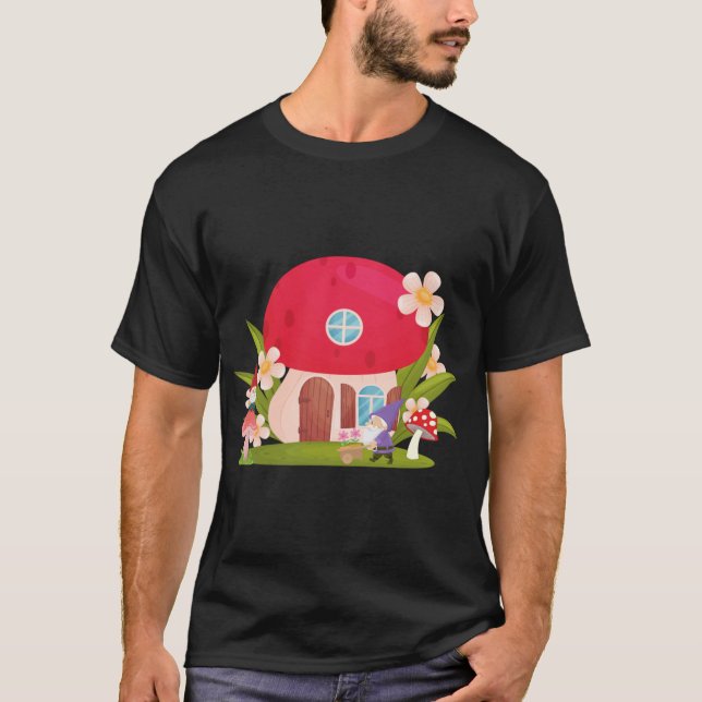 Garden Gnomes och Mushroom House T Shirt (Framsida)