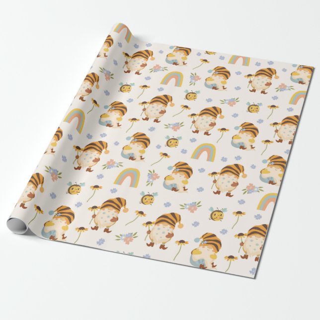 Garden Gnomes Wrapping Papper Presentpapper (Utrullad)