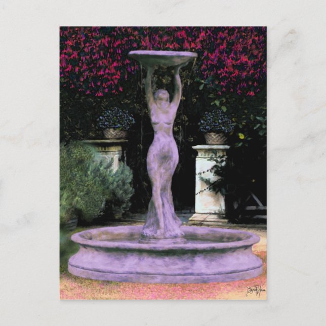 Garden Goddess ~ Postcard Flower Statue Paint Vykort (Framsida)