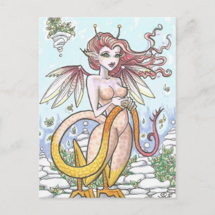 Garden Goyle Gargoyle Fairy Nymph Fantasy Art Vykort