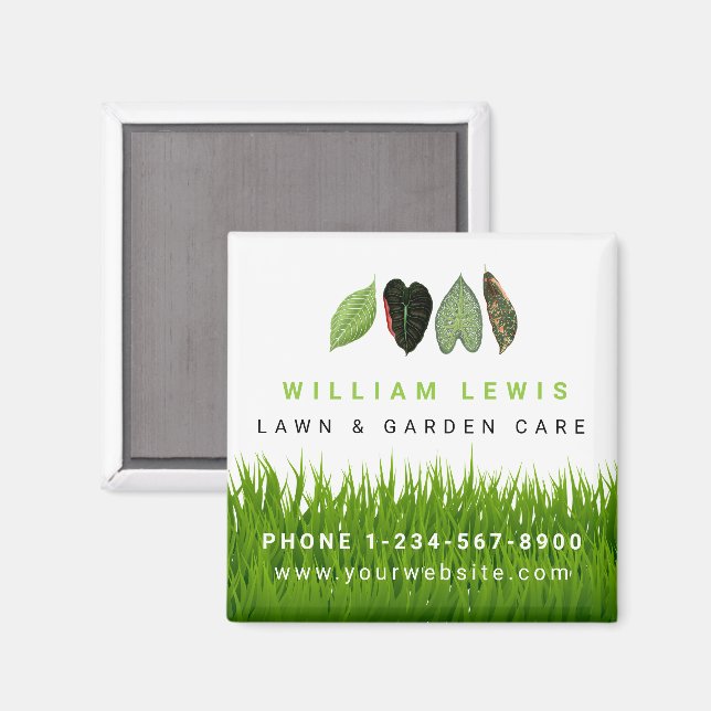 Garden Gräsmatta Care Landscaping Löv Business Log Magnet (Front/Back)