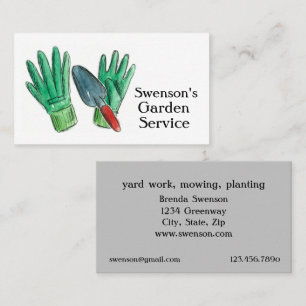 Garden Gräsmatta Care Mving Glove Trowel Visitkort