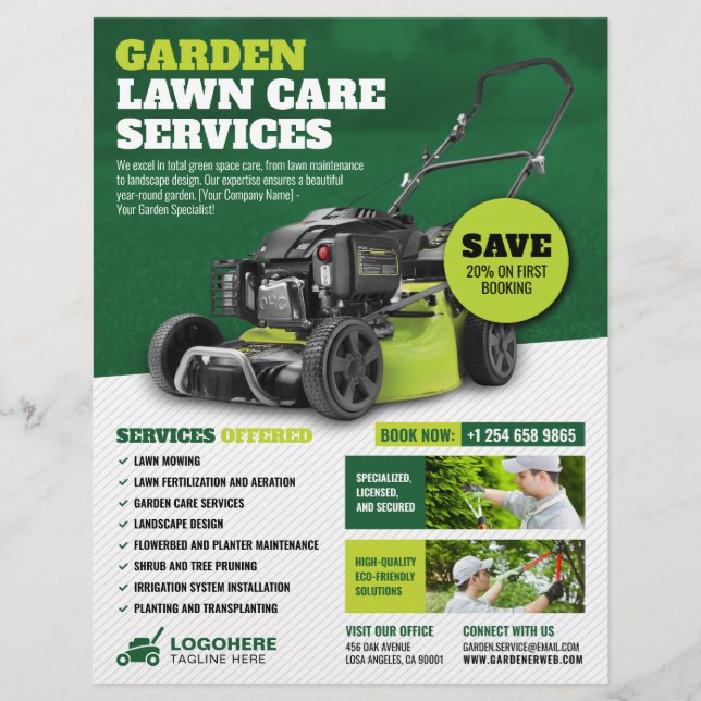 Garden, Gräsmatta Mwing, Gräsmatta Care Services Reklamblad (Framsidan)