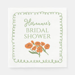 Garden Green Orange Whimsical Bridal Shower Pappersservett