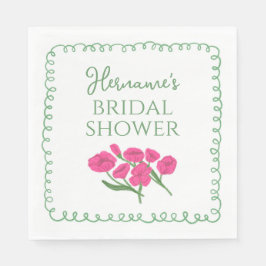 Garden Green Pink Whimsical Bridal Shower Pappersservett