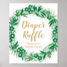 Garden Greenery Baby Shower Diaper Raffle Sign Poster