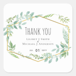 Garden Greenery Bröllop Fyrkantigt Klistermärke