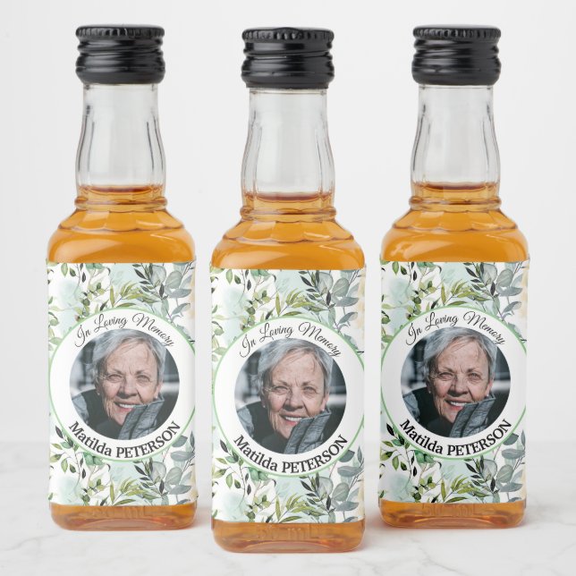 Garden Greenery Löv Funeral Spritflaskor Etikett (Flaskor)